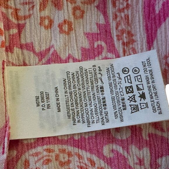 Boden Pink, Orange and White Paisley V-Neck Viscose Boho Maxi Dress Size 2P - Picture 7 of 8